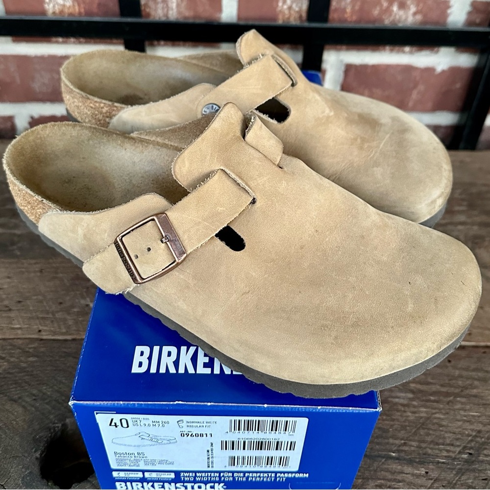 Birkenstock Boston Oiled Leather Tobacco Brown Clog - US 9-9.5, EU 40